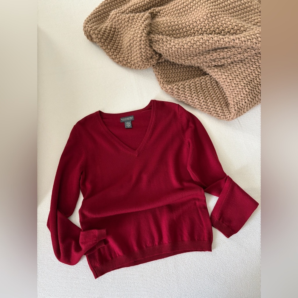 Sweater Women’s Red V-Neck Sweater